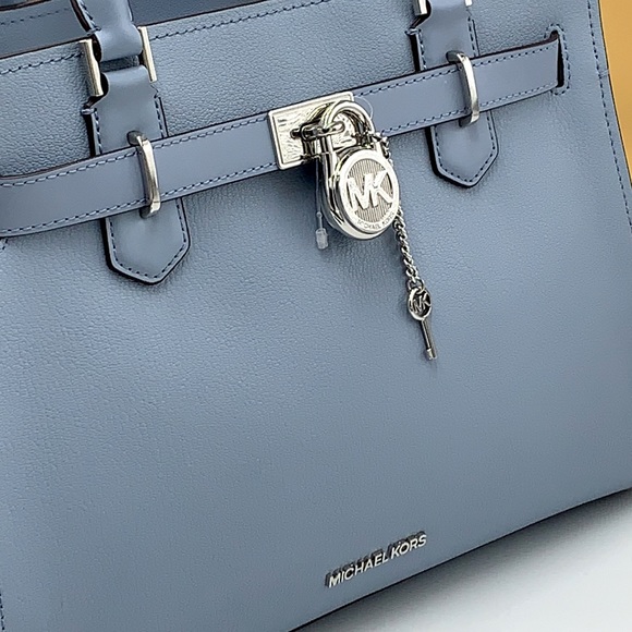 MICHAEL KORS HAMILTON MEDIUM SATCHEL PALE BLUE COLOR - Picture 5 of 16